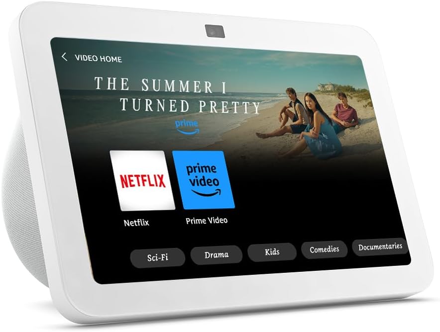 Amazon Echo Show 8 (3rd Generation) 8" inch Smart Display with Alexa - Glacier WhiteAudio & VideoAmazon Echo Show 8 Better inside and outEcho Show 8 has better sound with room-filling spatial audio, better voice and video interactions with a centred auto-